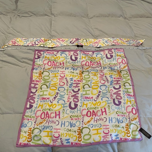 EUC Vintage Coach silk graffiti print scarf and matching skinny scarf Y2K - Picture 2 of 5